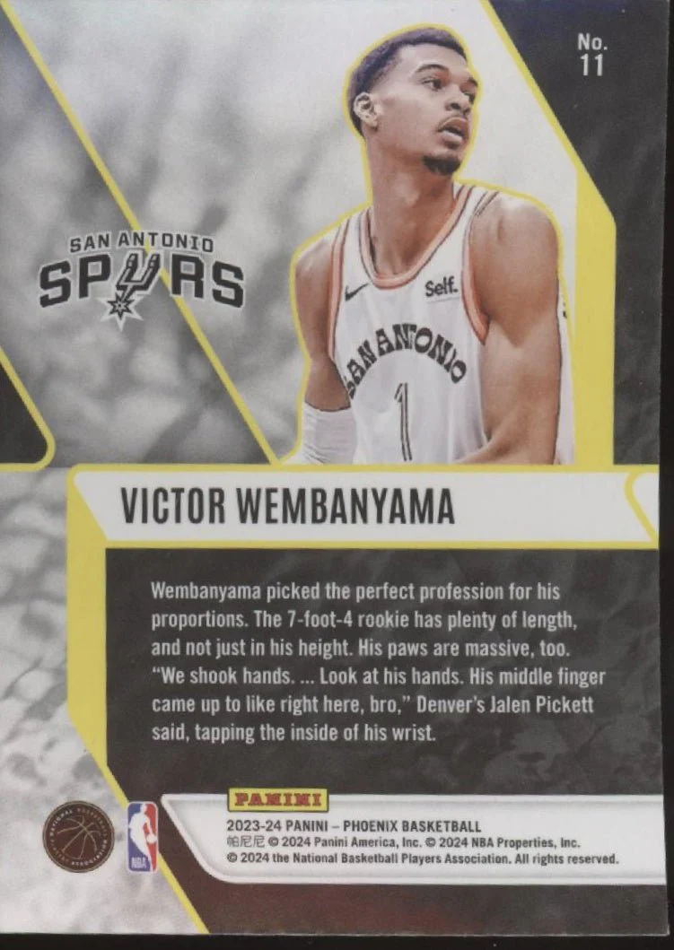 Victor Wembanyama 2023-24 Panini Phoenix Fade to Black RC #11 #1 - Image 2