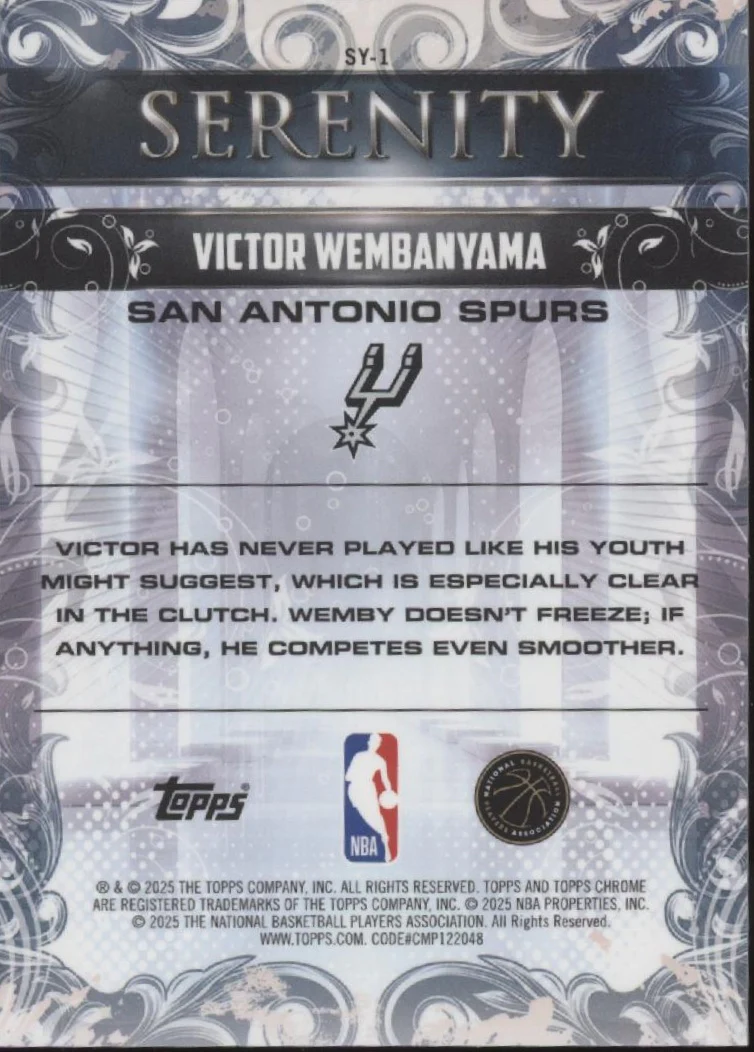 Victor Wembanyama 2025-26 Topps Chrome Serenity #SY-1 - Image 2