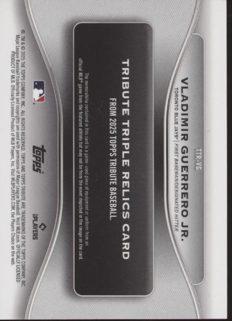 Vladimir Guerrero Jr. 2025 Topps Tribute Green Swatches 30/99 #TTR-VG - Image 2