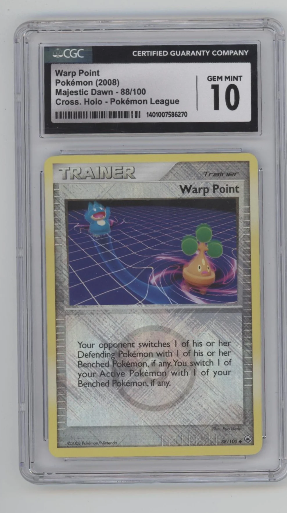 Warp Point Pokemon Majestic Dawn Pokemon League Crosshatch Holo #88 CGC 10