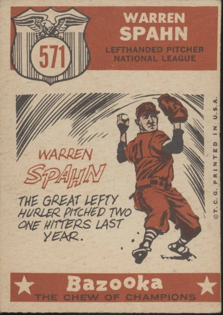 Warren Spahn 1959 Topps Sporting News #571 Milwaukee Braves VG #1 - Image 2
