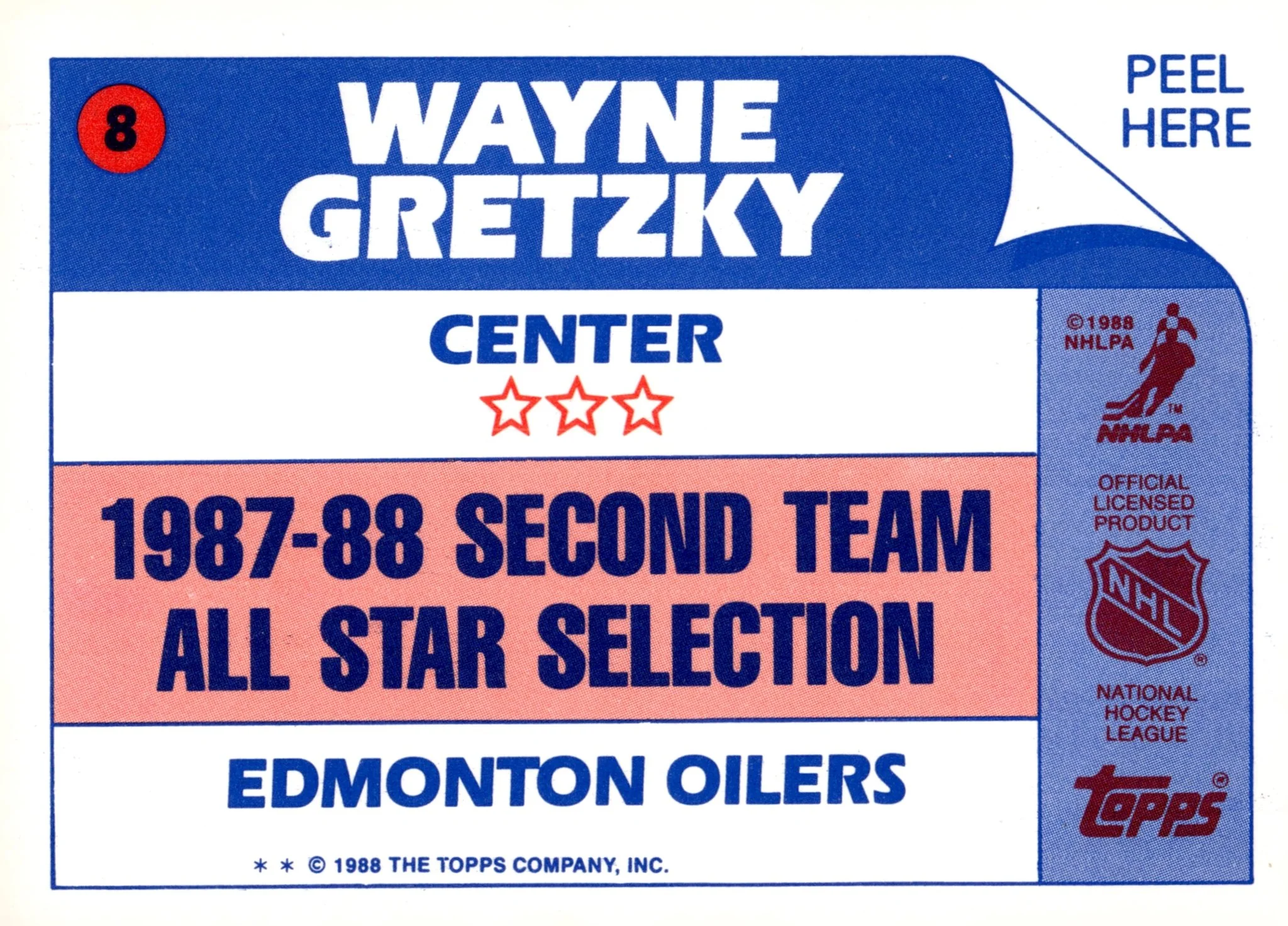 Wayne Gretzky 1988-89 Topps Sticker Insert #8 - Image 2