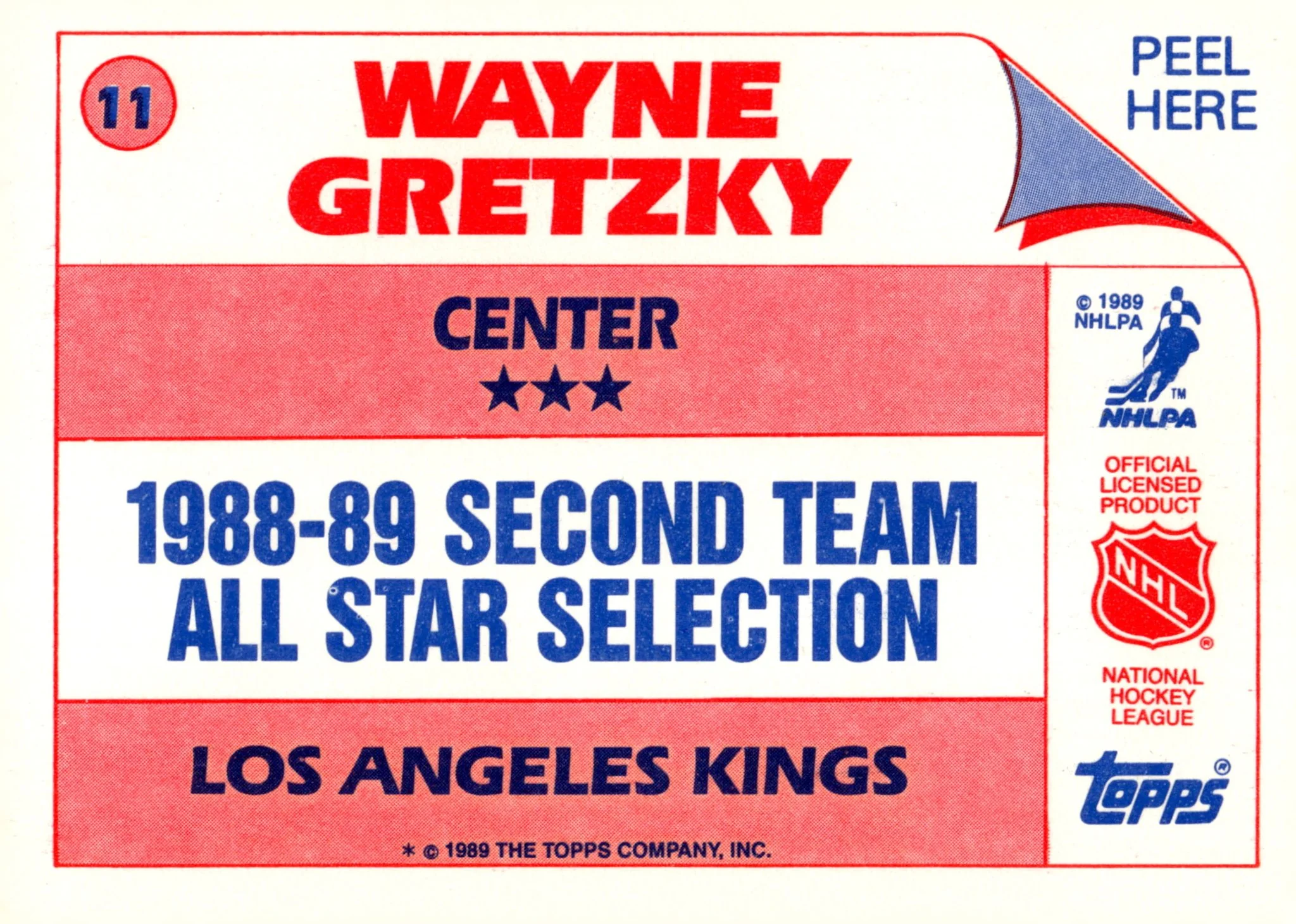 Wayne Gretzky 1989-90 Topps Sticker Insert #11 #1 - Image 2