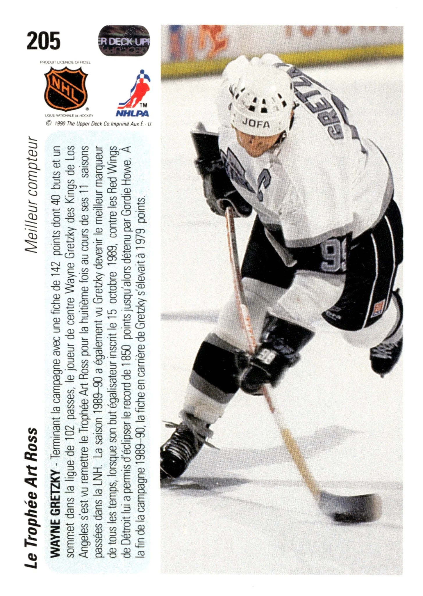 Wayne Gretzky 1990-91 Upper Deck Art Ross Trophy Winner #205 #2 - Image 2