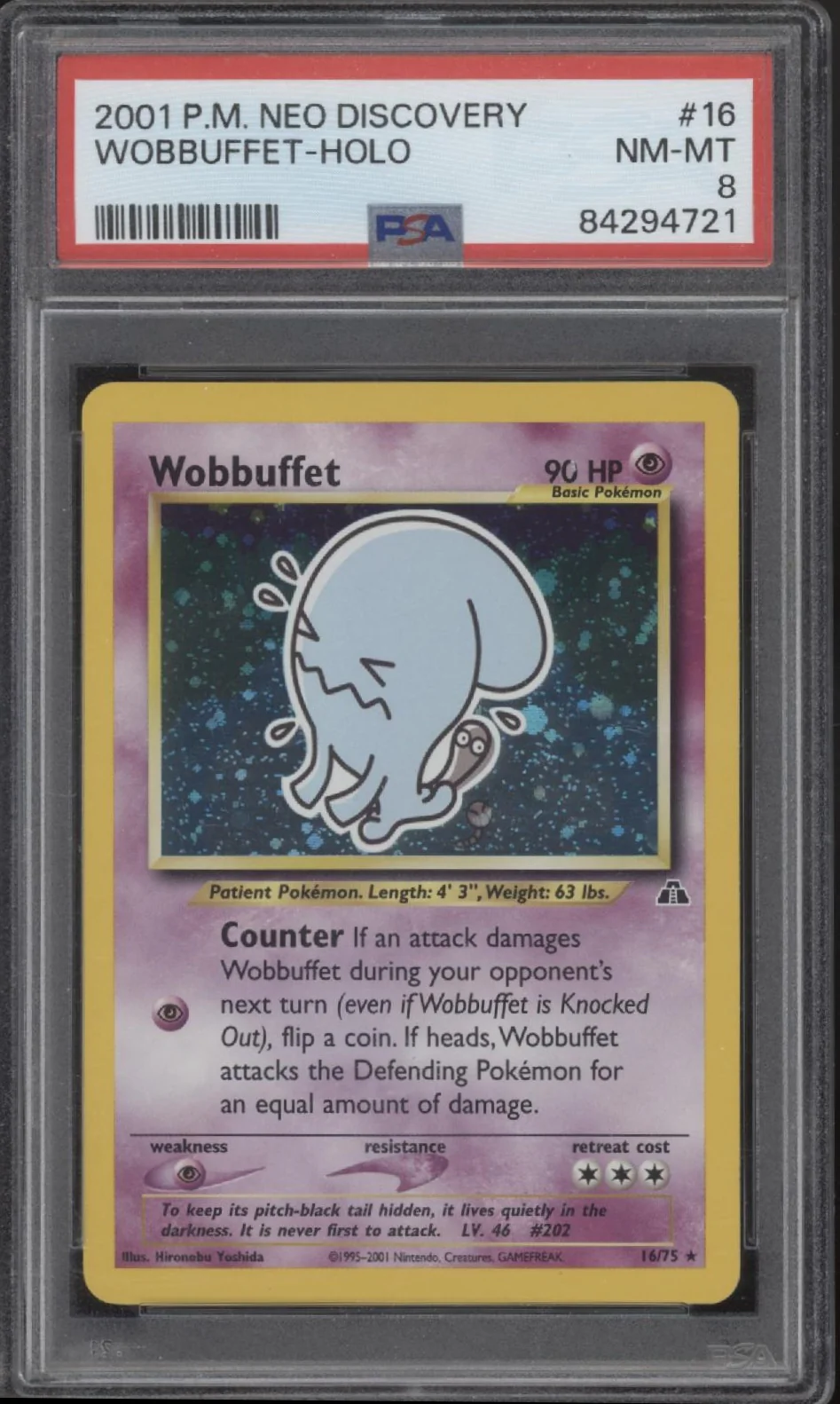 Wobbuffet Pokemon Neo Discovery Holo #16 PSA 8