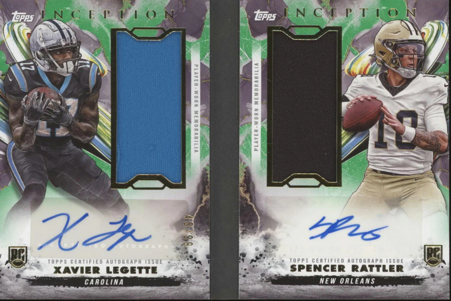 Xavier Legette Spencer Rattler 2024 Inception Dual Rookie Relics Autos 48/99