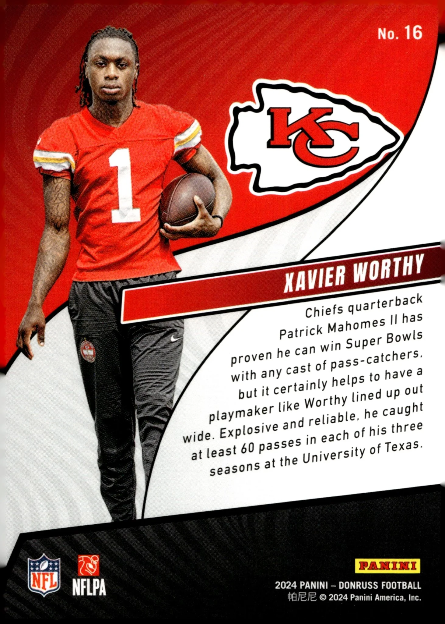 Xavier Worthy 2024 Panini Donruss Rookie Revolution RC #16 - Image 2