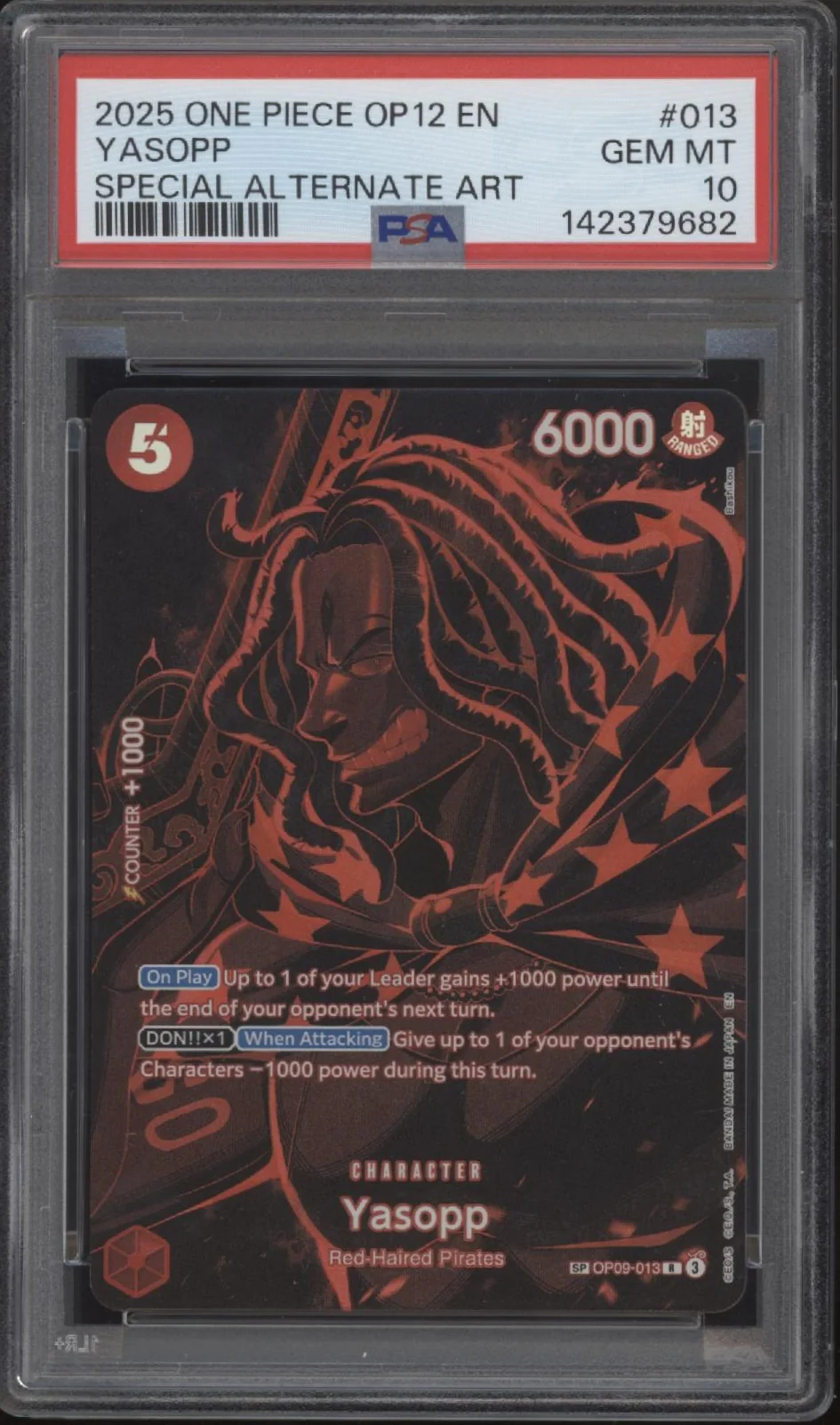 Yasopp One Piece Card Game OP12 Special Alternate Art #013 PSA 10