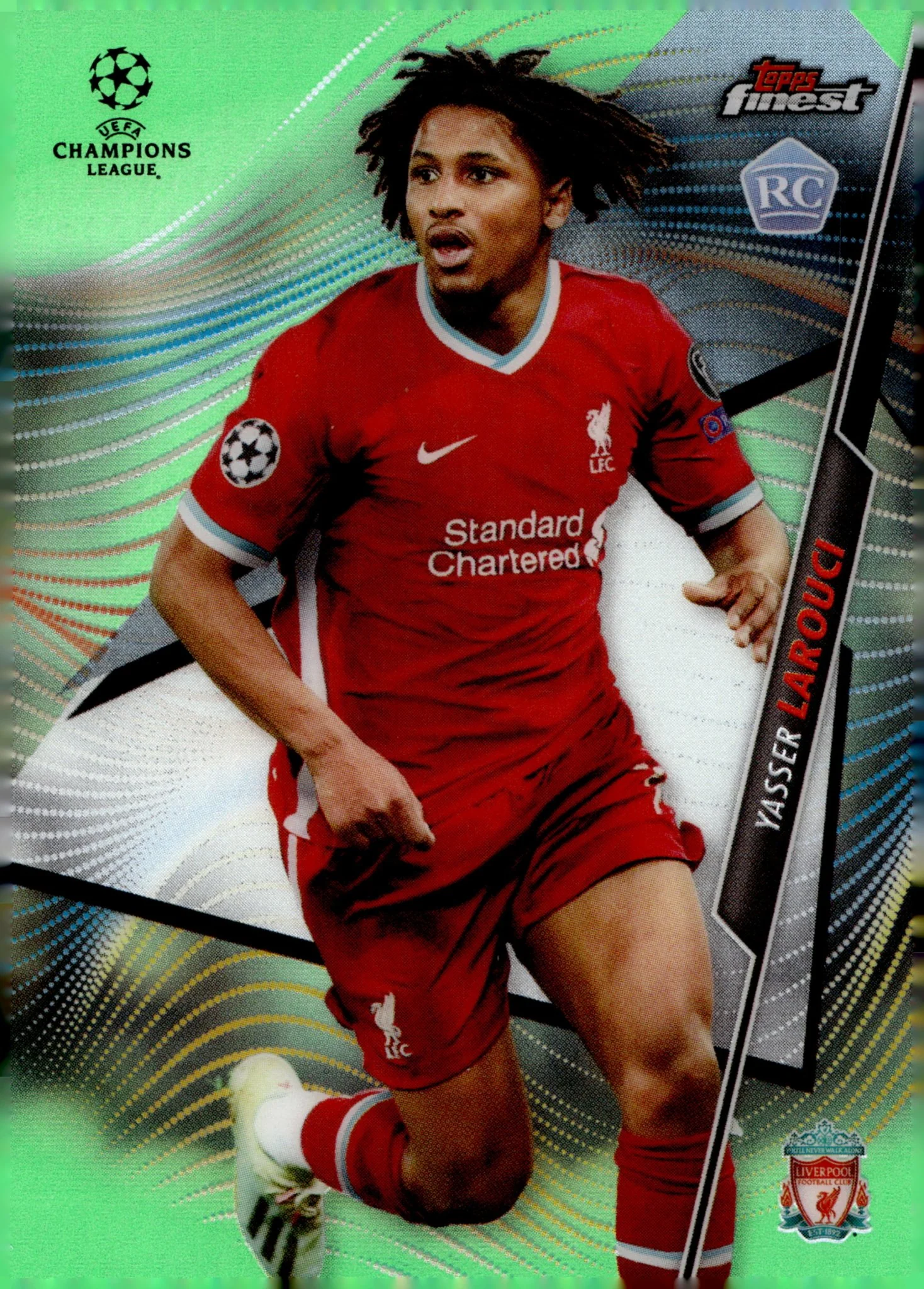 Yasser Larouci 2020-21 Topps Finest UCL Green Refractor RC 80/99 #28