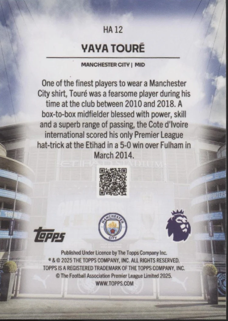 Yaya Toure 2025 Topps Home Advantage Holo #HA-12 - Image 2