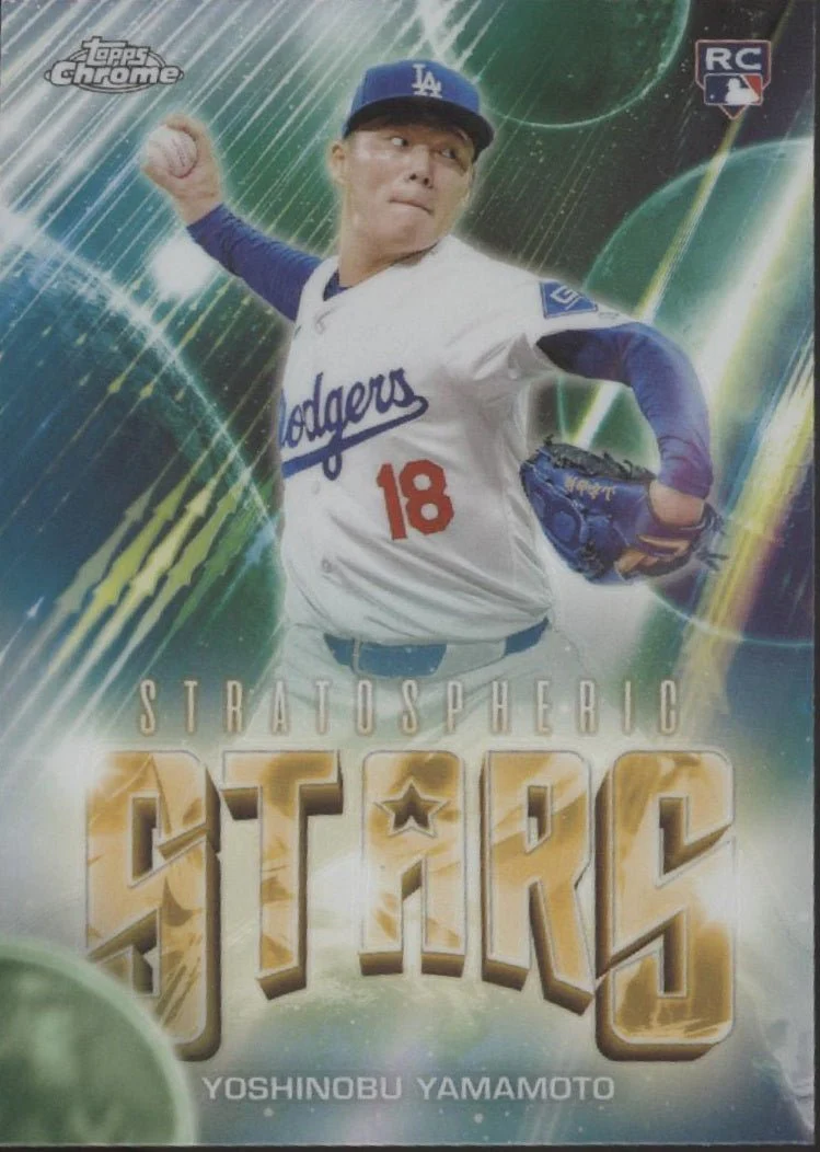 Yoshinobu Yamamoto 2024 Topps Chrome Stratospheric Stars Refractor RC #SSC-13