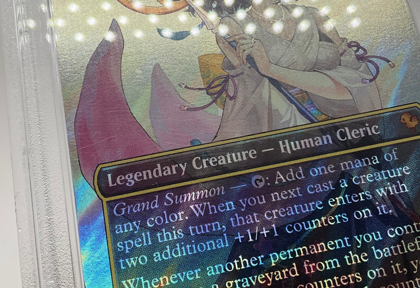 Yuna, Grand Summoner MTG Final Fantasy Character Borderless Surge Foil PSA 10 - Image 3