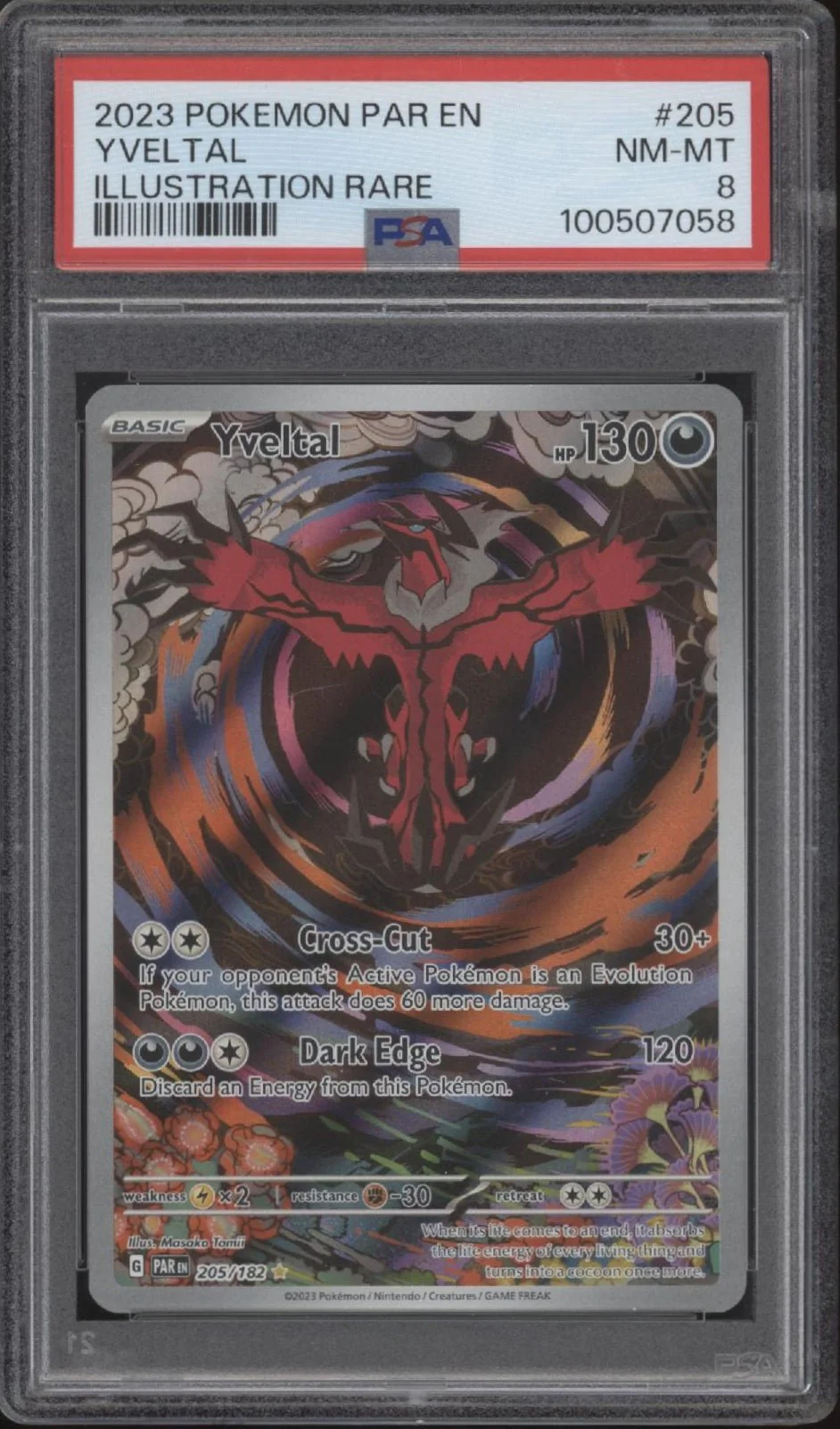 Yveltal Pokemon Paradox Rift Illustration Rare #205 PSA 8